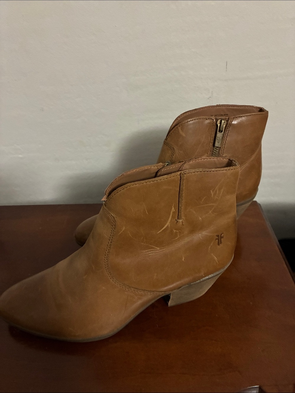 Women's Tan Leather Ankle Boots - Classic Western Style Frye Band
